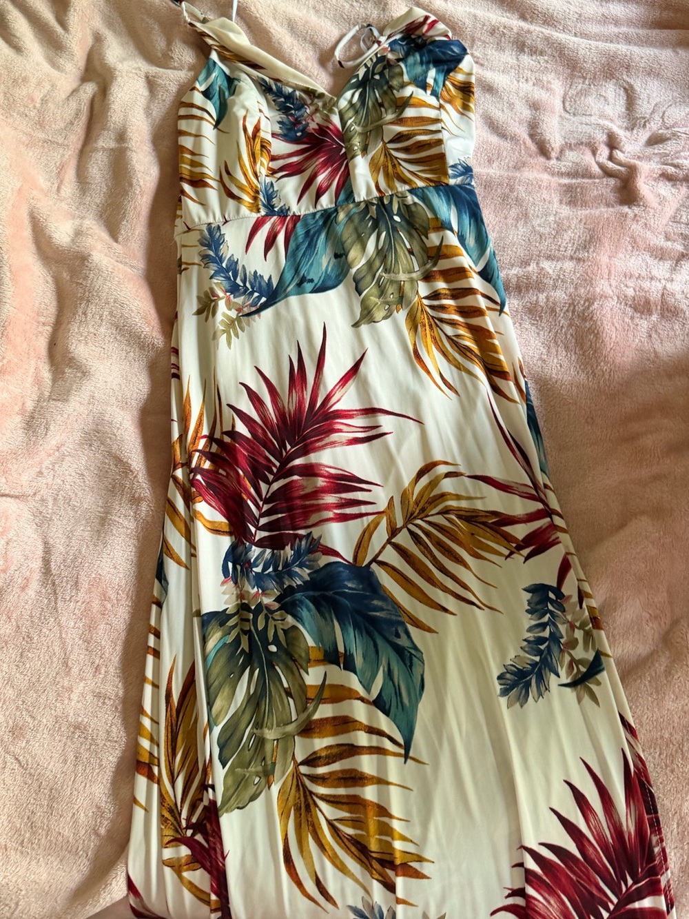 Windsor Tropical Leaf Maxi Dress - White, Burgundy, Teal, Olive, Gold